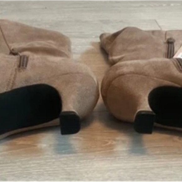 Chic Taupe Suede Heeled Boots - Picture 6 of 6